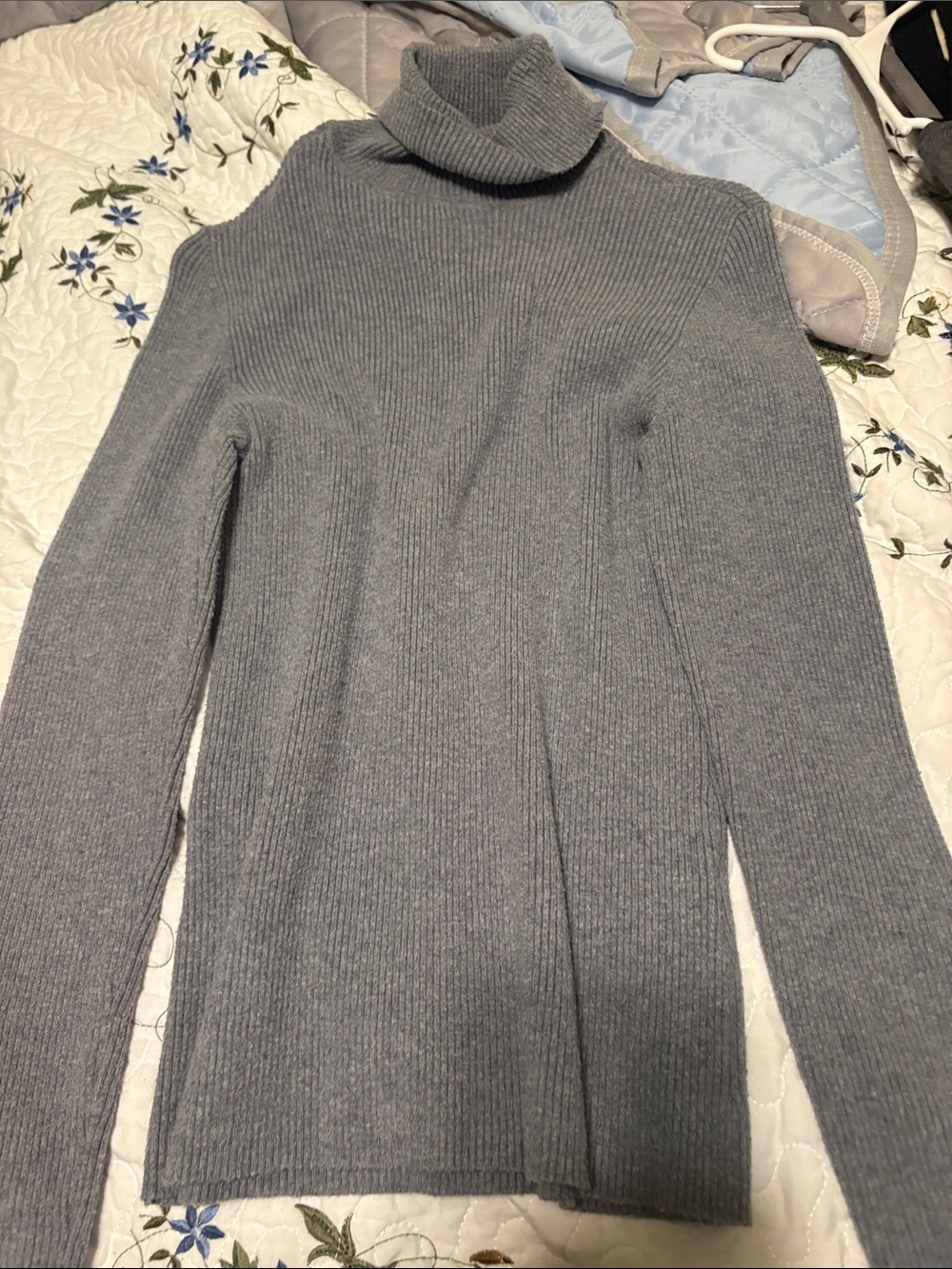 Style & Co. Gray Ribbed Turtleneck Pullover